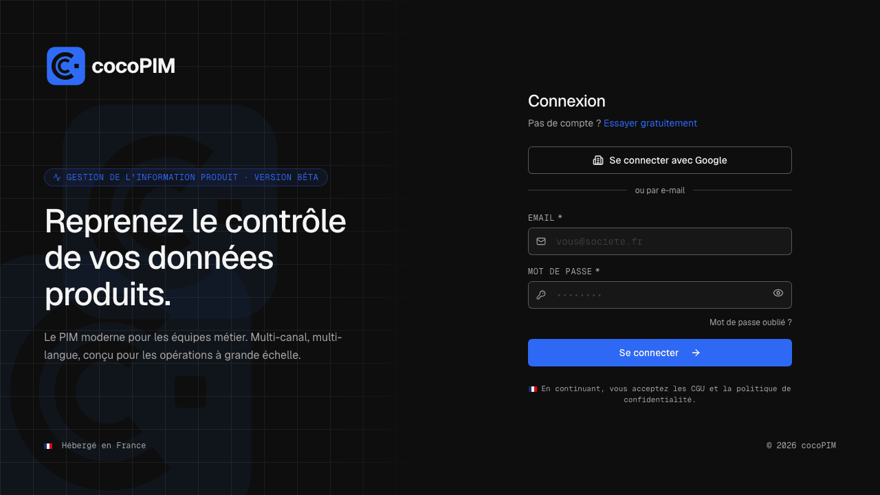Page de connexion d'une organisation avec le bouton « Se connecter avec Google » au-dessus du formulaire email / mot de passe